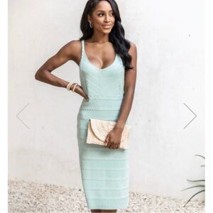 New Pink Lily mint green knit midi dress size small